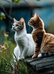 Obraz premium cat on the grass