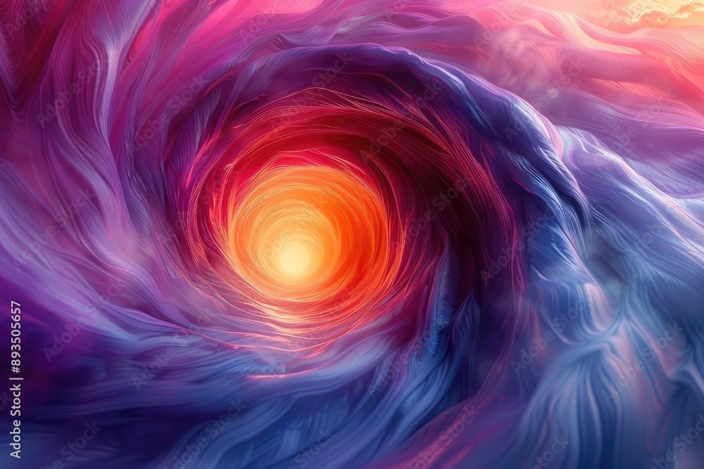 Poster Vibrant abstract swirl with red and purple hues, capturing a mesmerizing and ethereal cosmic energy in a dynamic, flowing pattern.