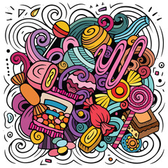 Sweet Candies cartoon vector doodle illustration