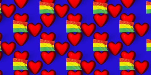 Bolivia Independence Day greeting card template pattern. 3d render.