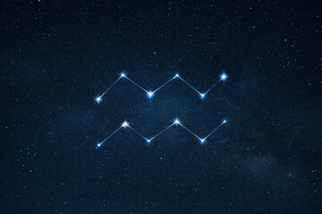 Zodiac sign Aquarius on the starry sky with stars. Astrology, concept