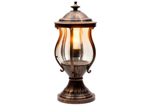 unique solar-powered table lamp, adding a touch of elegance to an outdoor dining area or patio conversation set. Isolated on white background