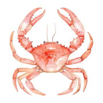 watercolor crab with claws up clip art preview