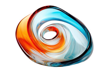 unique, sculptural glass with an abstract form and an eye-catching design, crafted from blown glass. Isolated on a white background.