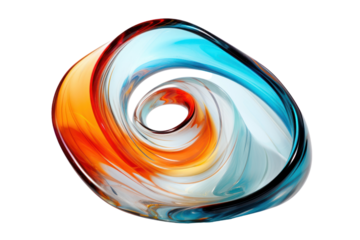 unique, sculptural glass with an abstract form and an eye-catching design, crafted from blown glass. Isolated on a white background.