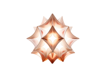 unique origami-inspired paper lantern with a delicate geometric design and a soft, diffused light, isolated on a white background