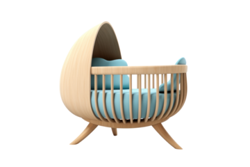 unique and stylish baby crib that stands out from the crowd, isolated on white background