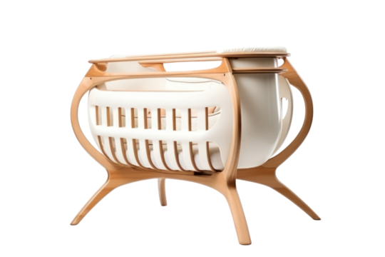unique and stylish baby crib that stands out from the crowd, isolated on white background
