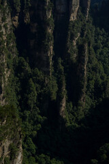 Zhangjiajie national forest park, China, Glass bridge of Zhangjiajie China Tianzishan with blue sky, concept of world heritage, avatar, heritage peak or cliff mountain, tourist attraction famous place