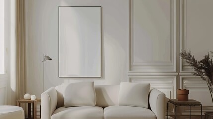 Modern interior design with frame mockup