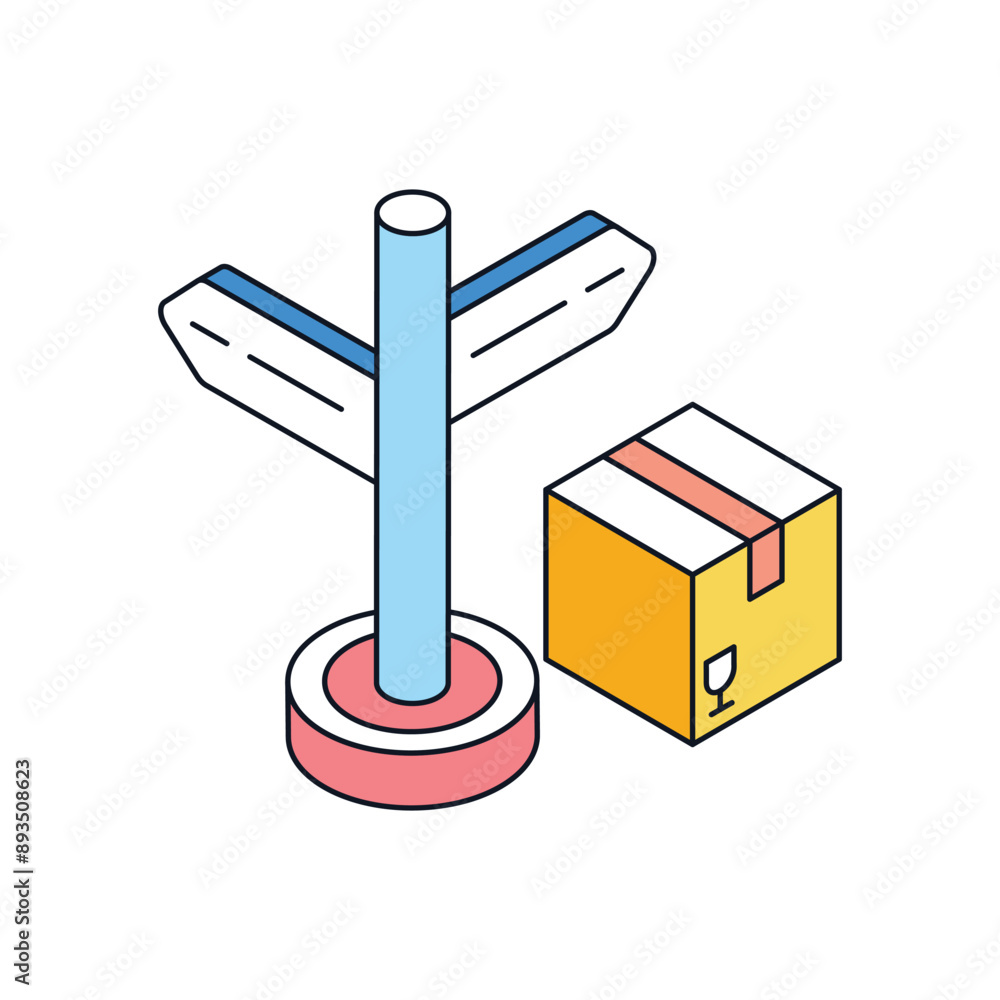 Poster guidepost isometric style icon. symbol on white background eps 10 file