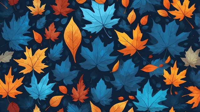 blue autumn leaves abstract background design