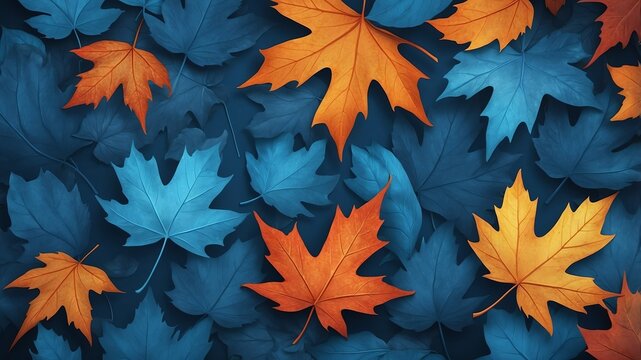 blue autumn leaves abstract background design