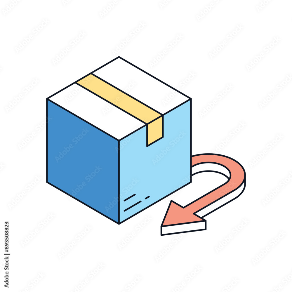 Poster parcel return isometric style icon. symbol on white background eps 10 file