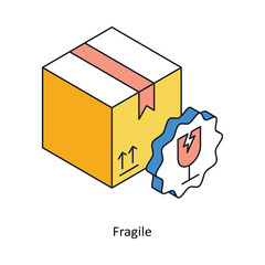Fragile Isometric style icon. Symbol on White background EPS 10 File 