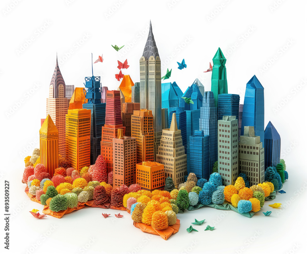 Sticker stadt oigami papier skyline