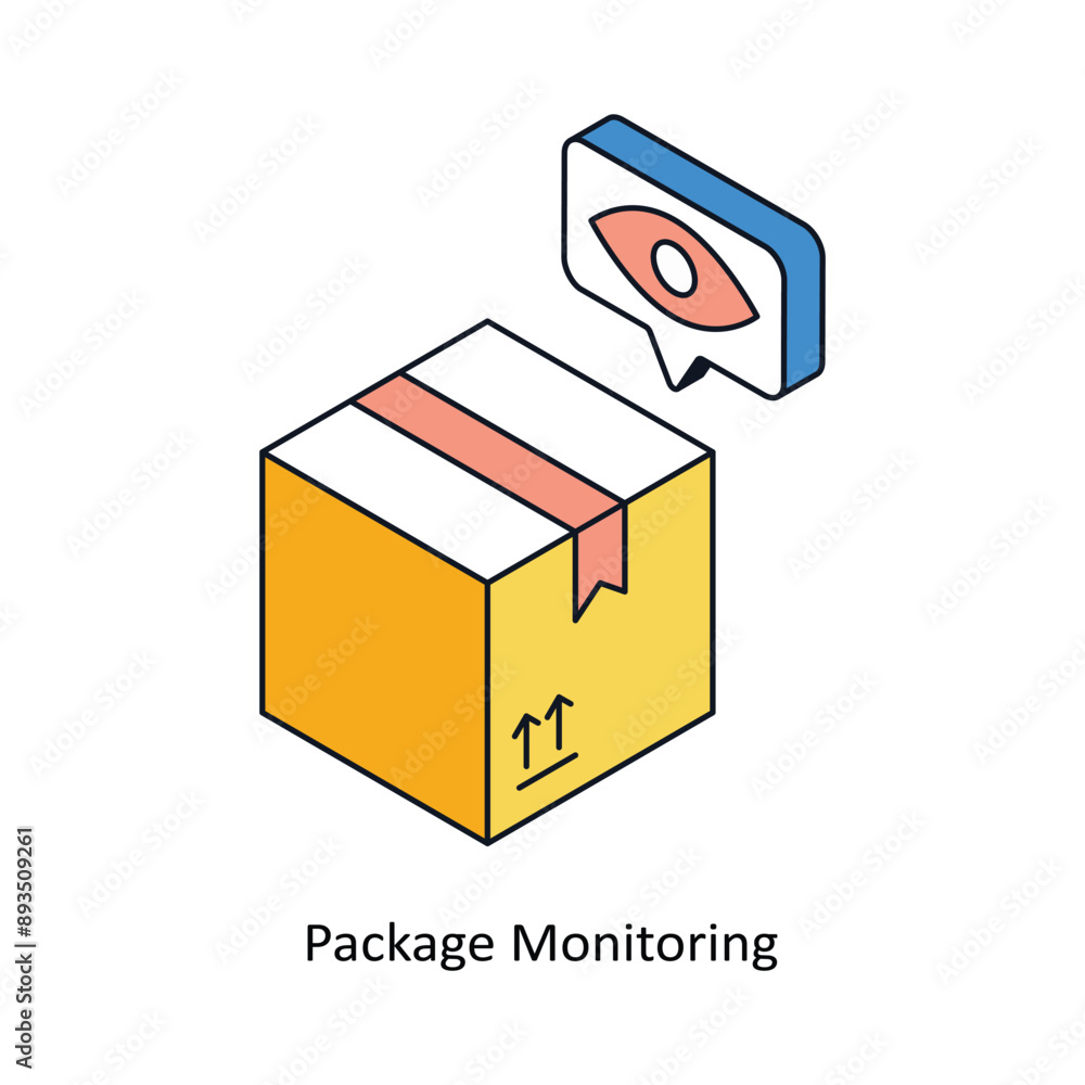 Poster package monitoring isometric style icon. symbol on white background eps 10 file