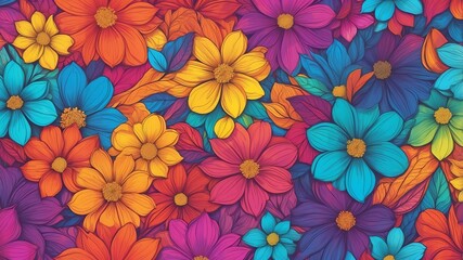 Fototapeta premium rainbow floral pattern abstract background design