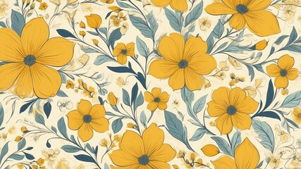 yellow floral pattern abstract background design