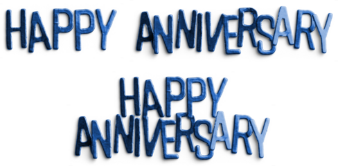 Blue Metallic Happy Anniversary Text