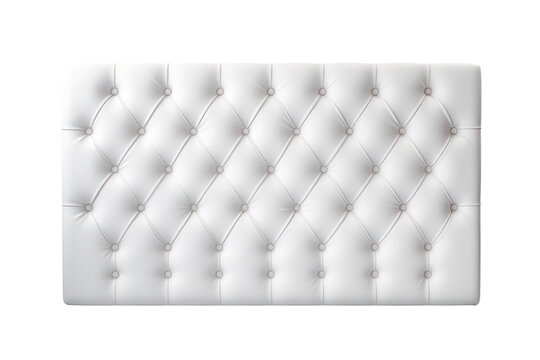 stylish white headboard upholstered in soft velvet fabric, isolated on white background