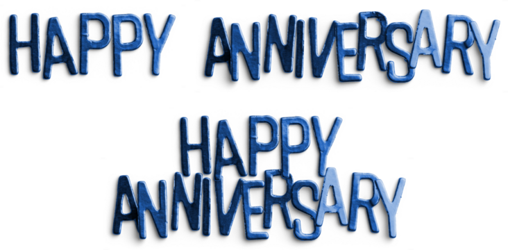 Blue Metallic Happy Anniversary Text