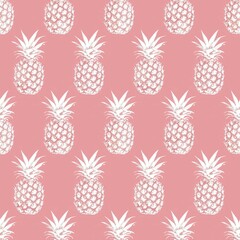 seamless pattern in the form of a white pineapple on a pink background, symmetrical composition, minimalistic style, flat illustration