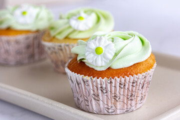 Vanilla Cupcake Close-Up  Photo, Dessert Photograaphy
