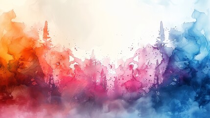 A Watercolor Landscape of Vibrant Hues and Blending Colors. Generative AI