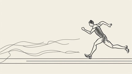 A black and white line drawing of a runner.