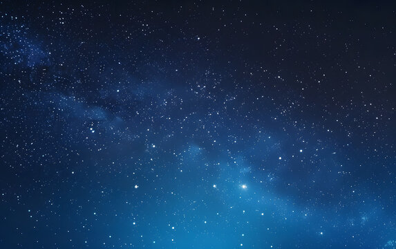 Fototapeta Blue cosmos. Realistic starry sky with gradient. Milky way with shining stars. Beautiful deep universe. Night sky with light effect. Space wallpaper. Vector illustration