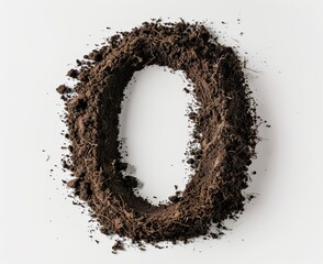 Isolated dirt on white, alphabet letter O