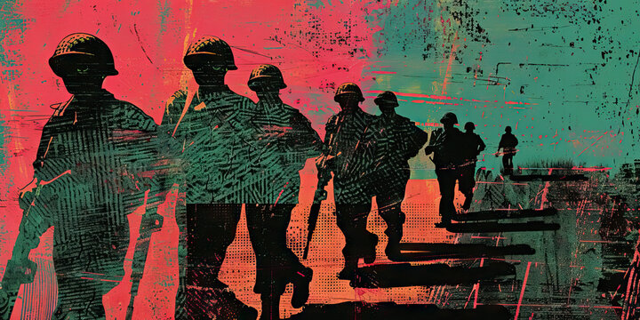 The Eroding Edges of Sanity: A line of soldiers pacing, their faces haunted by the horrors they've witnessed