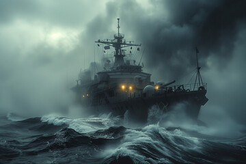 Military Landing Craft's Strategic Approach Near the Shore