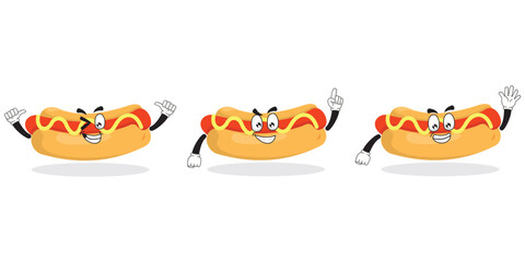 hotdog mascot concept illustration, flat style vector illustration.