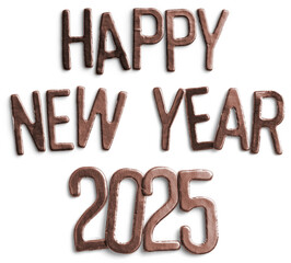 Elegant Copper Metallic New Year 2025 Sign