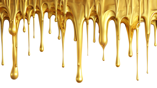 gold dripping isolated white background