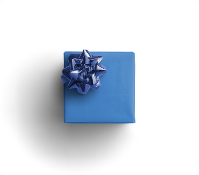 Elegant Blue Gift Box with Blue Ribbon