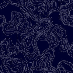 Illustration of a topographic map of the island hand drawn pattern. Abstract concept image for background. Lines and contours relief of mountains.