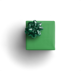 Elegant Green Gift Box with Green Ribbon