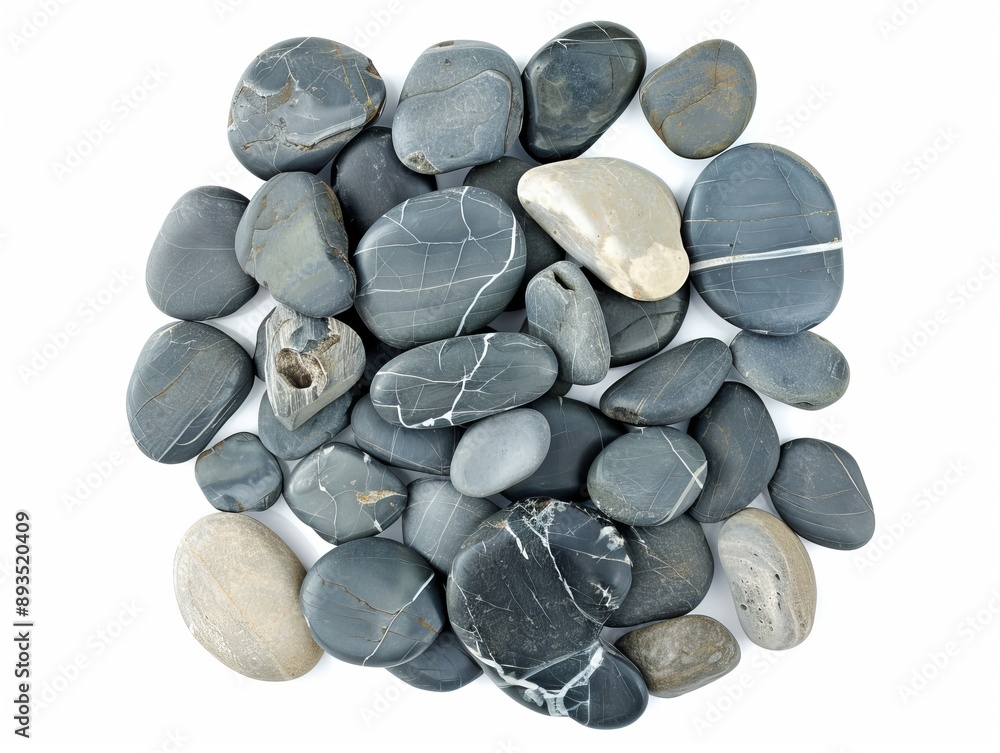 Poster the top view of a pile of rocks on a white background and texture