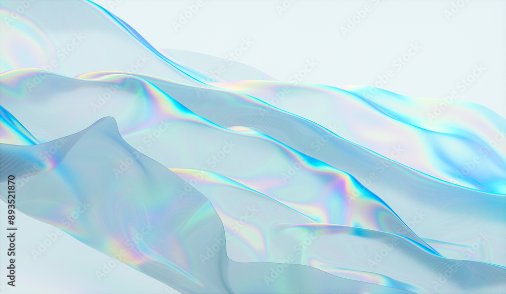 Aufkleber abstract 3d podium background with iridescent holographic fabric texture.