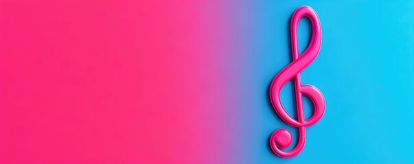 3D treble clef with vibrant color gradients, stunning digital art background, immersive music visualization