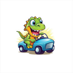 mascot of a Cute dinosaur drive a car vector illustration ready for print on t-shirt