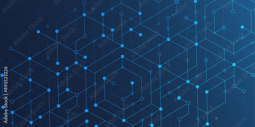 Poster technology abstract background lines, dots and hexagons. hexagonal digital concept for poster, banne