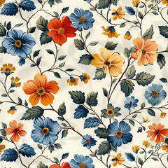 Flower motif illustrations on white background