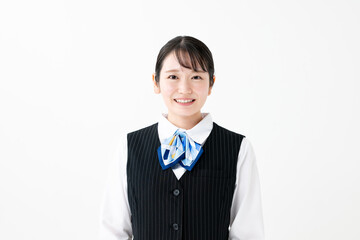 制服姿の女性　受付　インフォメーション
