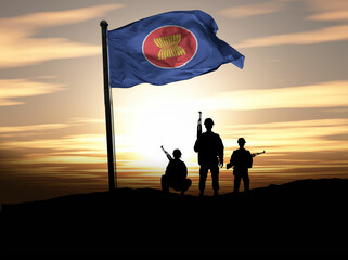 Esean Independence Day, Esean flag with soldiers. Photo Illustration