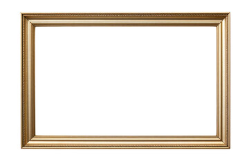 sleek and modern gold metal picture frame with a slightly wider border, isolated on a white background