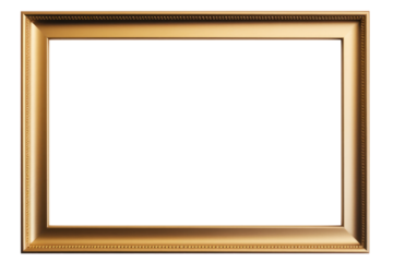 sleek and modern gold metal picture frame with a slightly wider border, isolated on a white background